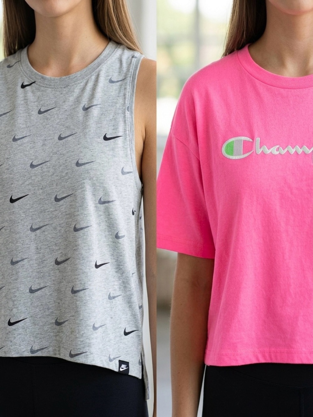 Nike Kids Bright Pink Graphic Tee with Grey Swoosh Detail